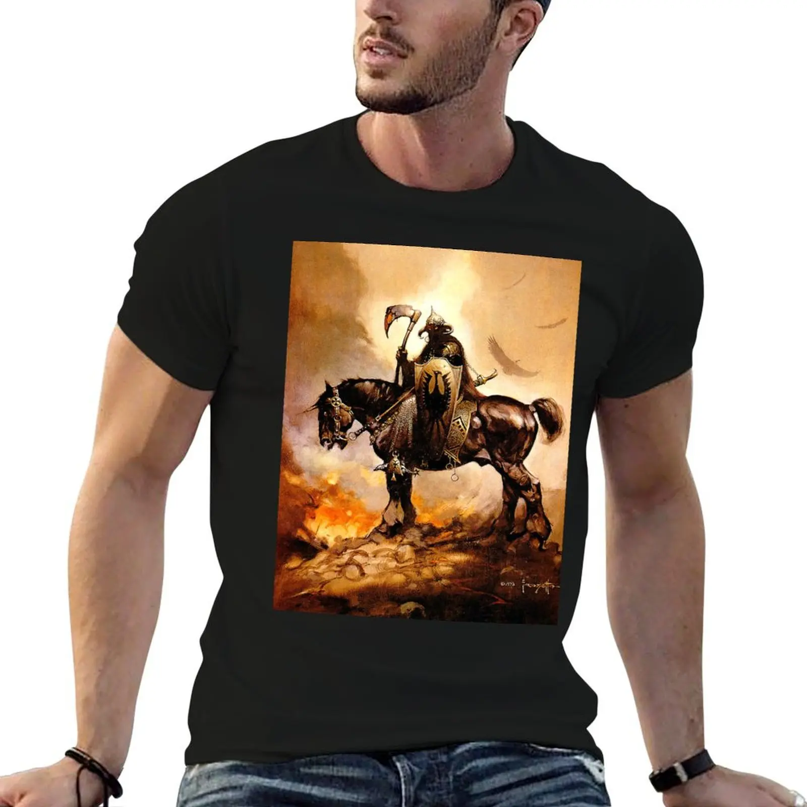 

Frank Frazetta - Death Dealer T-Shirt cotton t shirt man man t shirt summer man t shirts graphic T-Shirt