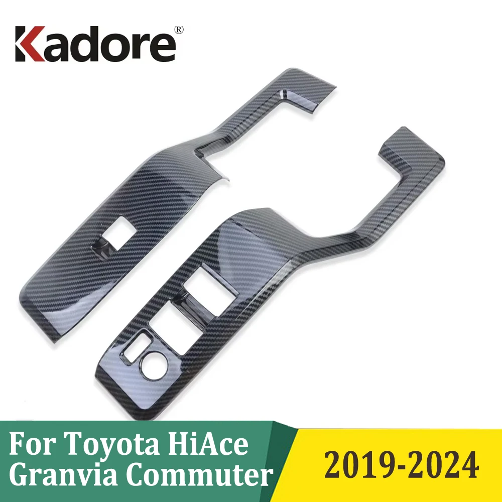 For Toyota HiAce Granvia Commuter 2019-2024 Car Window Lift Switch Button Cover Trim Door Armrest Frame Car Interior Accessories