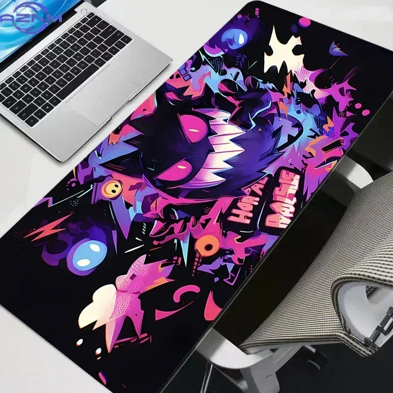 Orange Background Cute Purple Cartoon Monster With Small Creatures Mouse Pad Rubber Non Slip Desk Mat for Gaming Table Decor