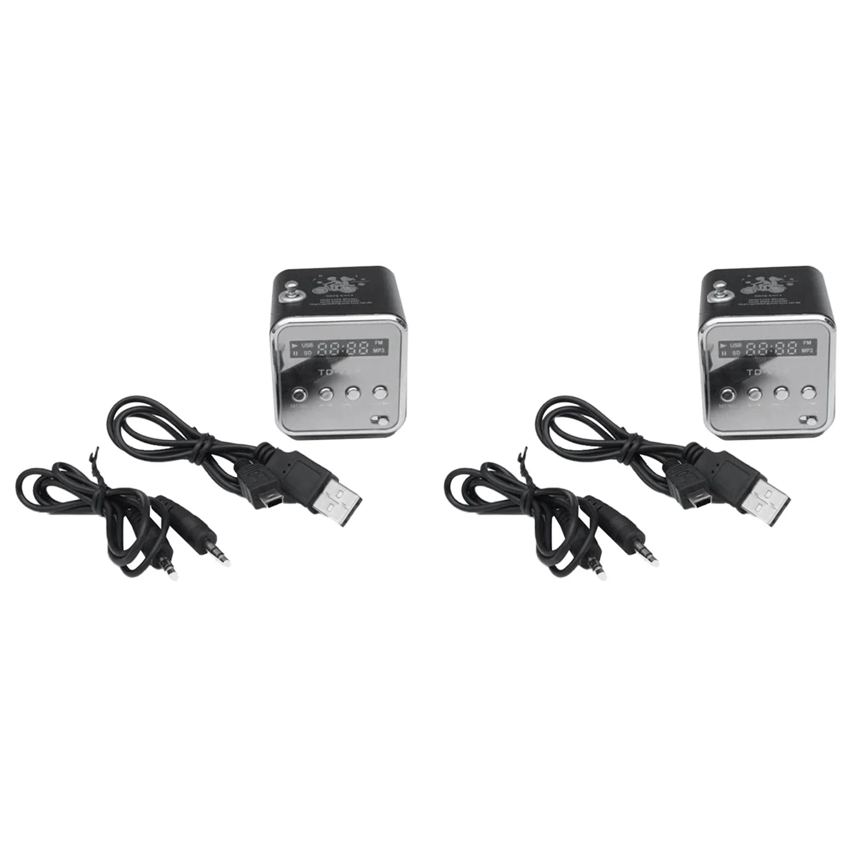 REPLA-2X TD-V26 Ricevitore radio mini FM portatile digitale Altoparlante LED Altoparlante wireless Supporto MP3 Scheda SD/TF Nero