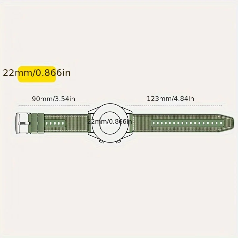 Нейлоновый силиконовый ремешок для часов Huawei Watch GT 4, Samsung Galaxy Watch 3, совместимый с холщовым резиновым водонепроницаемым браслетом для часов