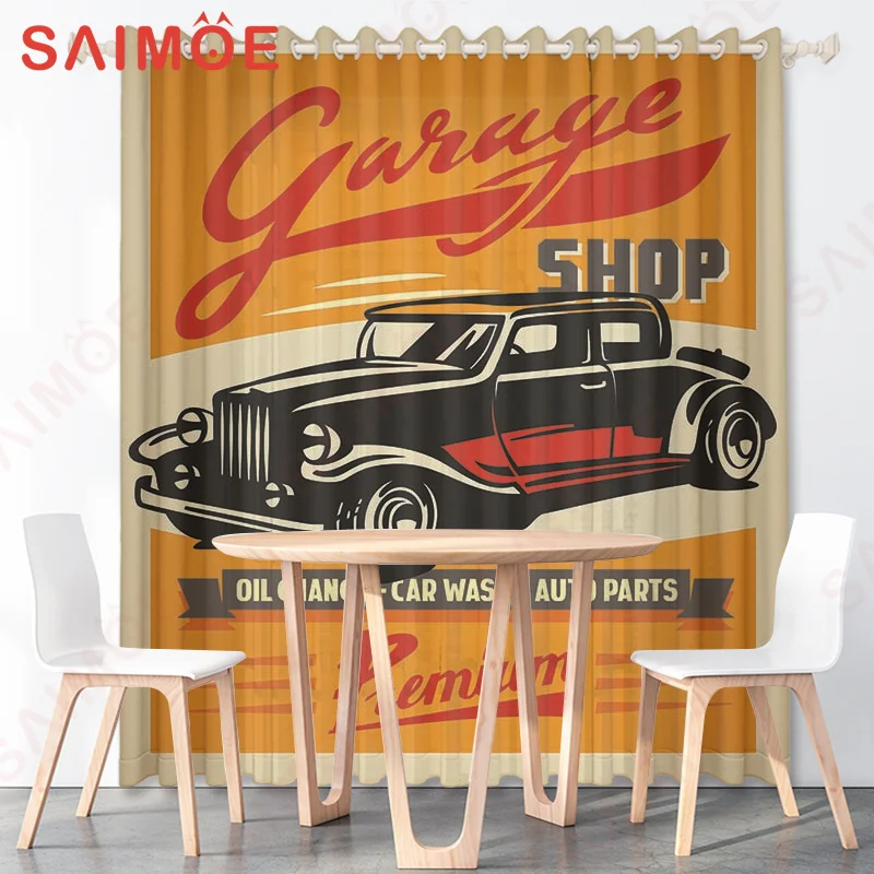 European and American Retro Literature Outdoor Car Curtains City Building Poster Thin Polyester Fabric Office Custom Decoration