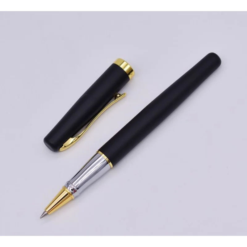 قلم كرات دوارة من الفولاذ A+ Duke 209 باللون الأسود غير اللامع مع قلم مكتب للكتابة بمشبك ذهبي