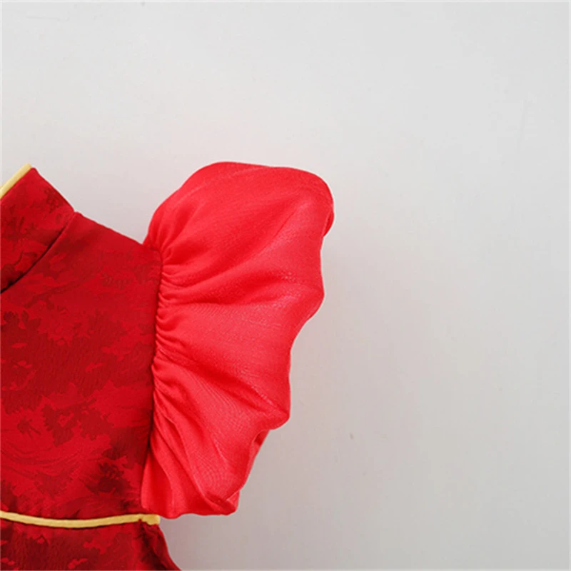 Chinese Style Kid Qipao Classic Buckle New Year Dress Adorable Children Clothing 1-3 Years Old Summer Delicate Baby Girl Dresses