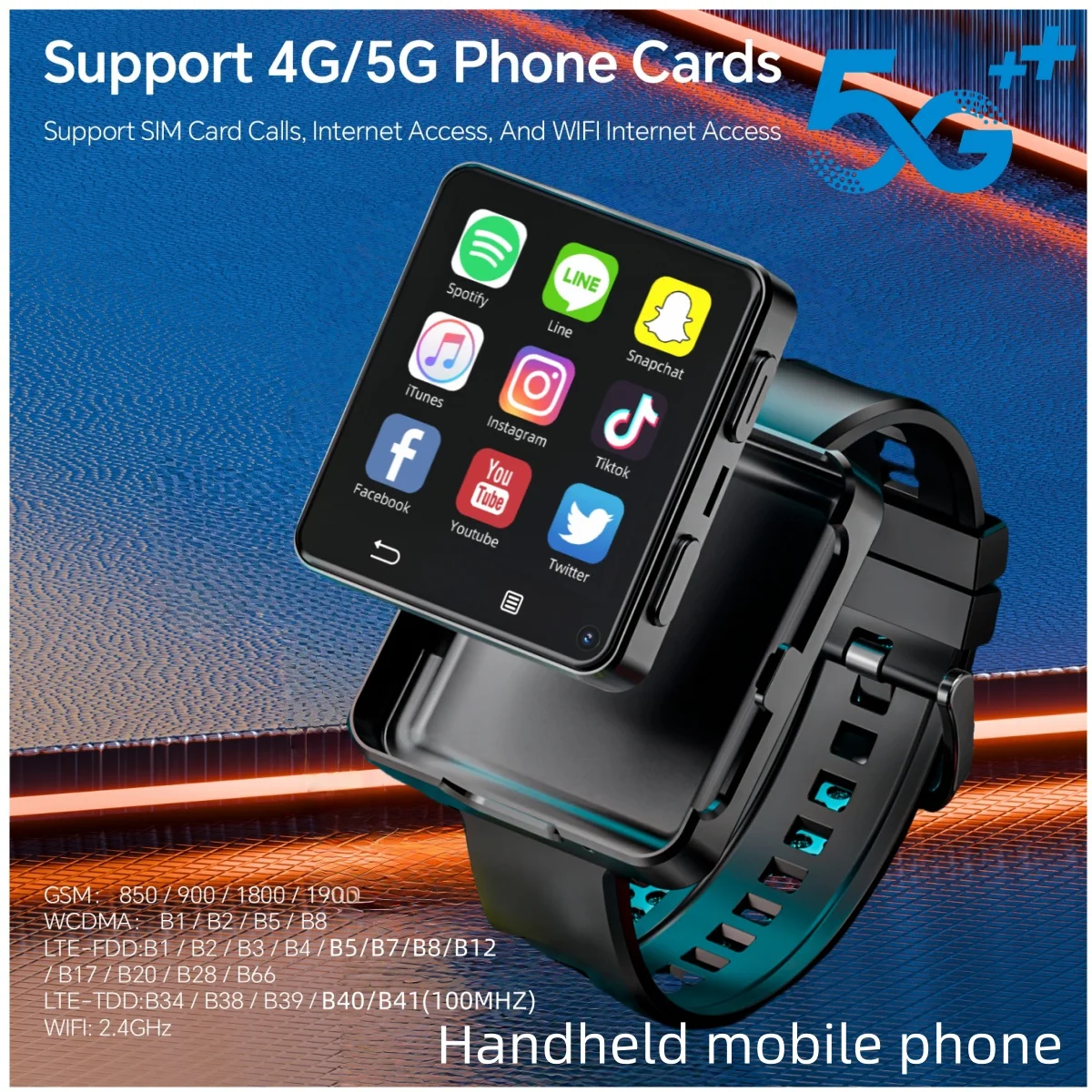 

Android Smart Watch Men 4G SIM Card 4GB RAM+64GB ROM Android 11.0 With 500W Dual Camera WIFI GPS 2.64" Large Screen Smartwatch