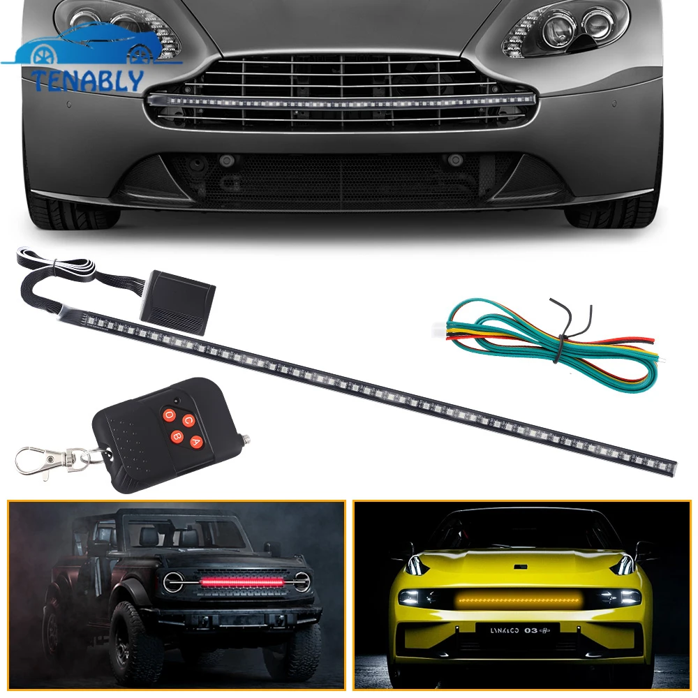 

22Inch RGB Car Exterior Knight Rider Scanner Light Night Luminous Grille Strip with Flash Warning Lamp 12V with Remote Control
