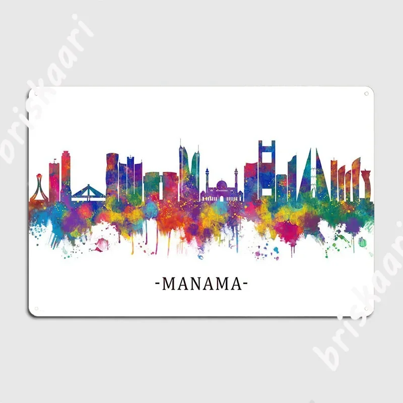 Manama Bahrain Skyline Metal Sign Wall Mural Designing Plaques Wall Tin Sign Poster