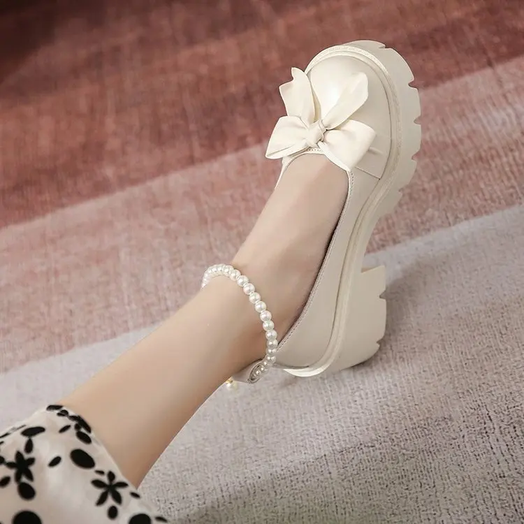 Lolita Shoes Women Japanese Style Mary Jane Shoes Women Vintage Shallow High Heels Chunky Platform Shoes Cosplay Female Sandals