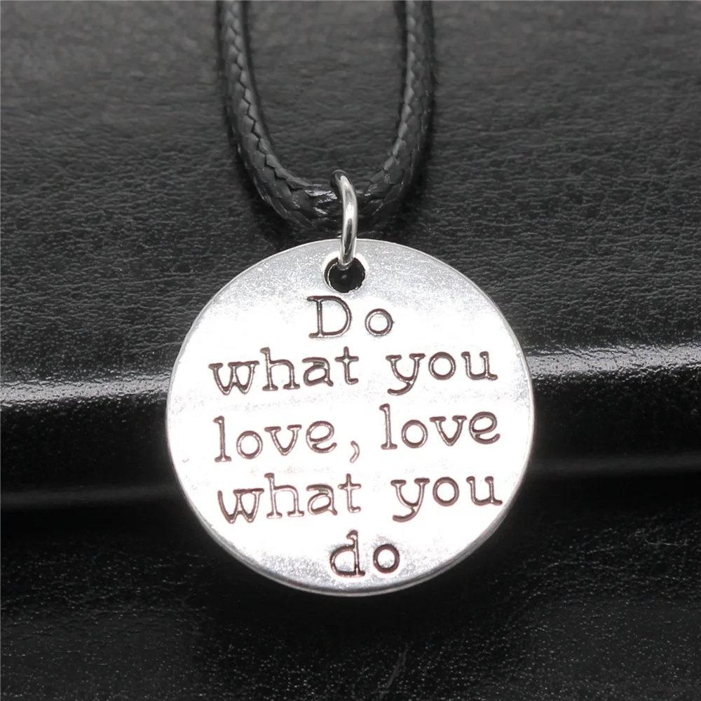 Popular Jewelry Alloy Pendant Necklace Do What You Love, Love What You Do English Sign Pendant Gifts for Family or Friends