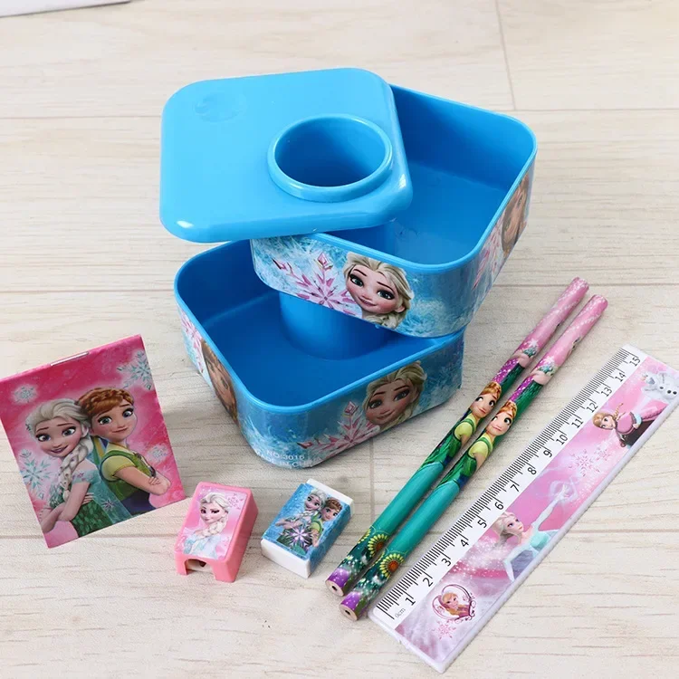 7-piece Disney Series Student Stationery Set Creative School Supplies Korean Pen Holder Desktop Ornament Set Storage Box Gift