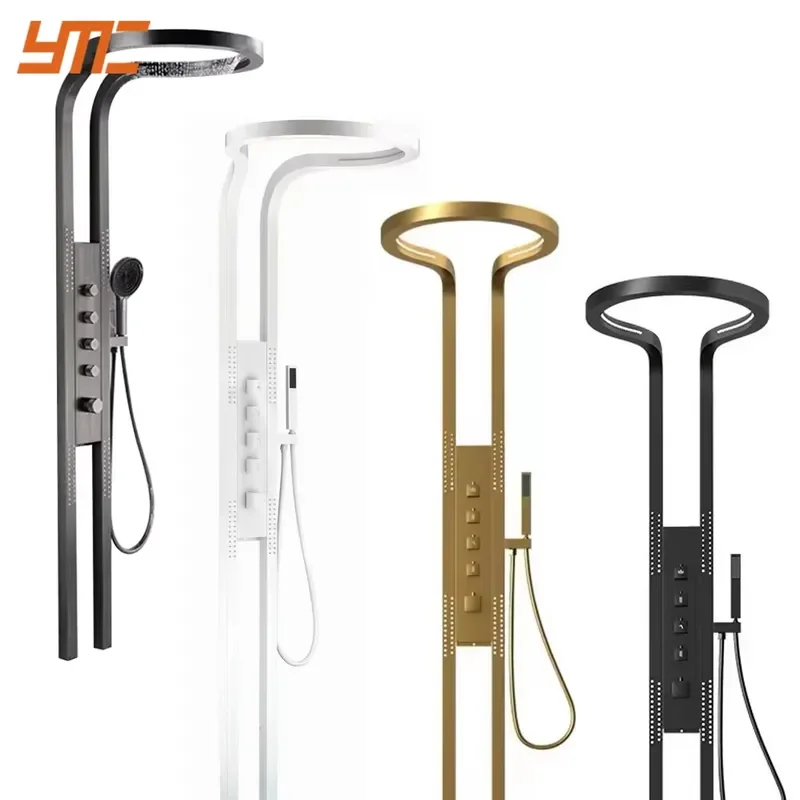 2025 Hot Sale Black Stainless Steel Wall Mounted Modern Shower Panel Bathroom Waterfall Rainfall Ceiling Shower Set