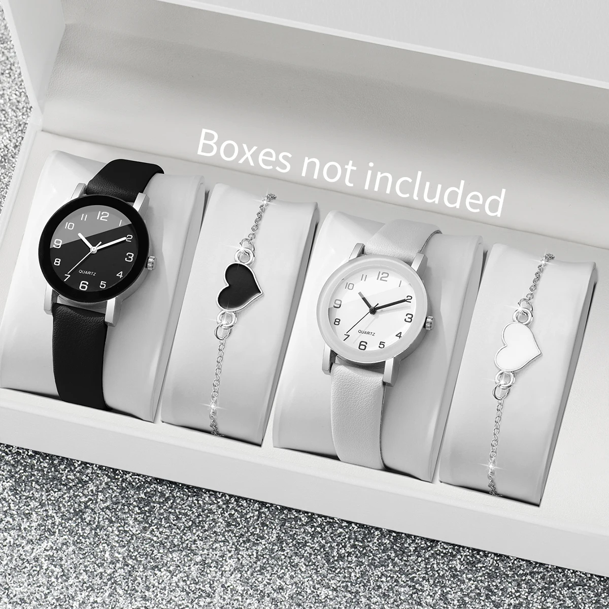 

2/4PCS Fashion Women Watches Bracelets Set Simple Arabic Dial Leather Strap Quartz Wristwatch Reloj Mujer Girls (Without Box)