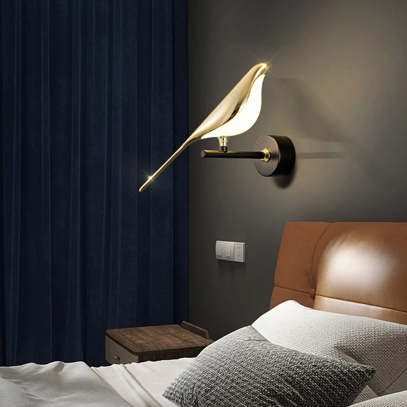 Magpie Bird LED Wall Lights for Bedside Bedroom Gold Silver Indoor LED Wall Lamps Wall Sconce for Sofa Background Interior Light