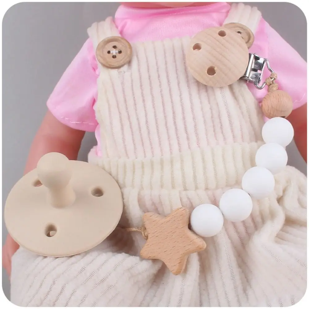 

Dummy Clips Pacifier Holder Clips Star Soother Holder Baby Pacifier Chain Wood Nipple Holder Clips Baby Teether Straps Children