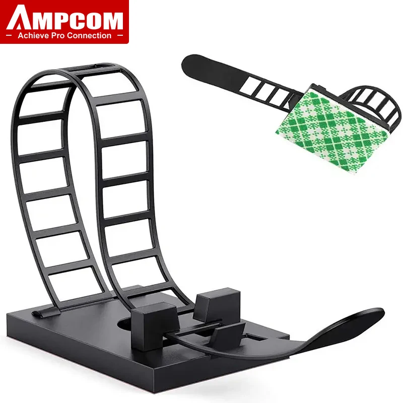 

AMPCOM Adjustable Self-Adhesive Nylon Cable Tie mounts Cable Straps with Optional Screw Cord Clamps for wire management