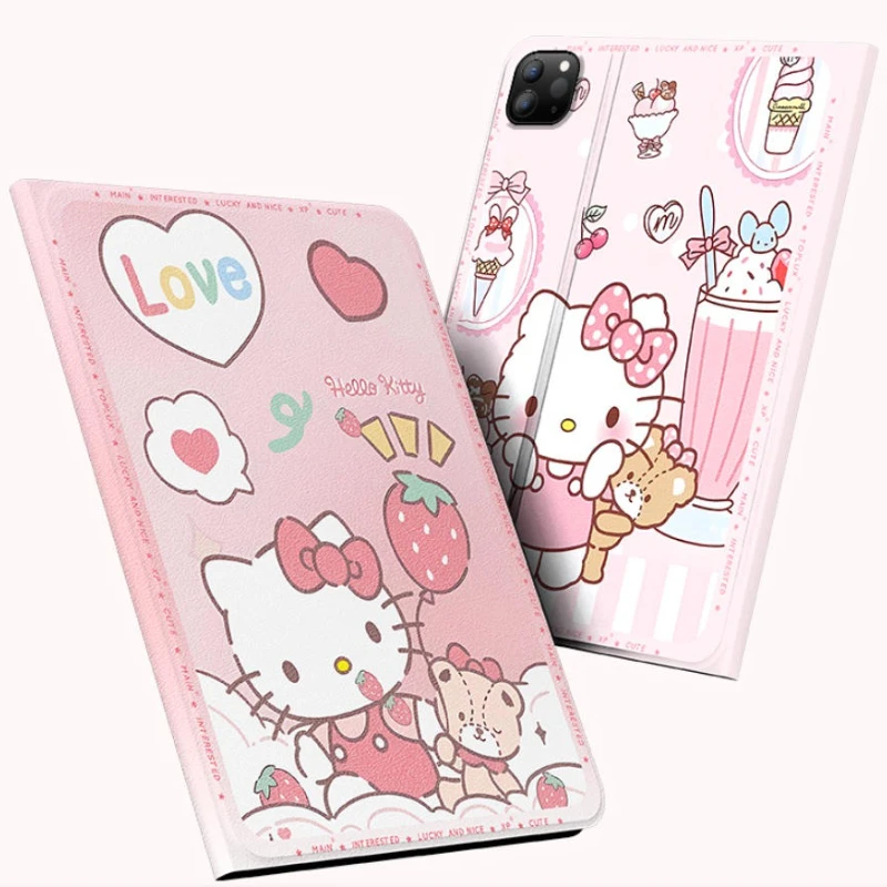 

MINISO Hello Kitty для iPad Чехол Ipad 8 9 10 A16 10,2 дюйма 11 дюймов Чехол для планшета Air4 5 10,9 дюйма M2 M3 Pro4 5 6 12,9 дюйма M4 Защитный чехол