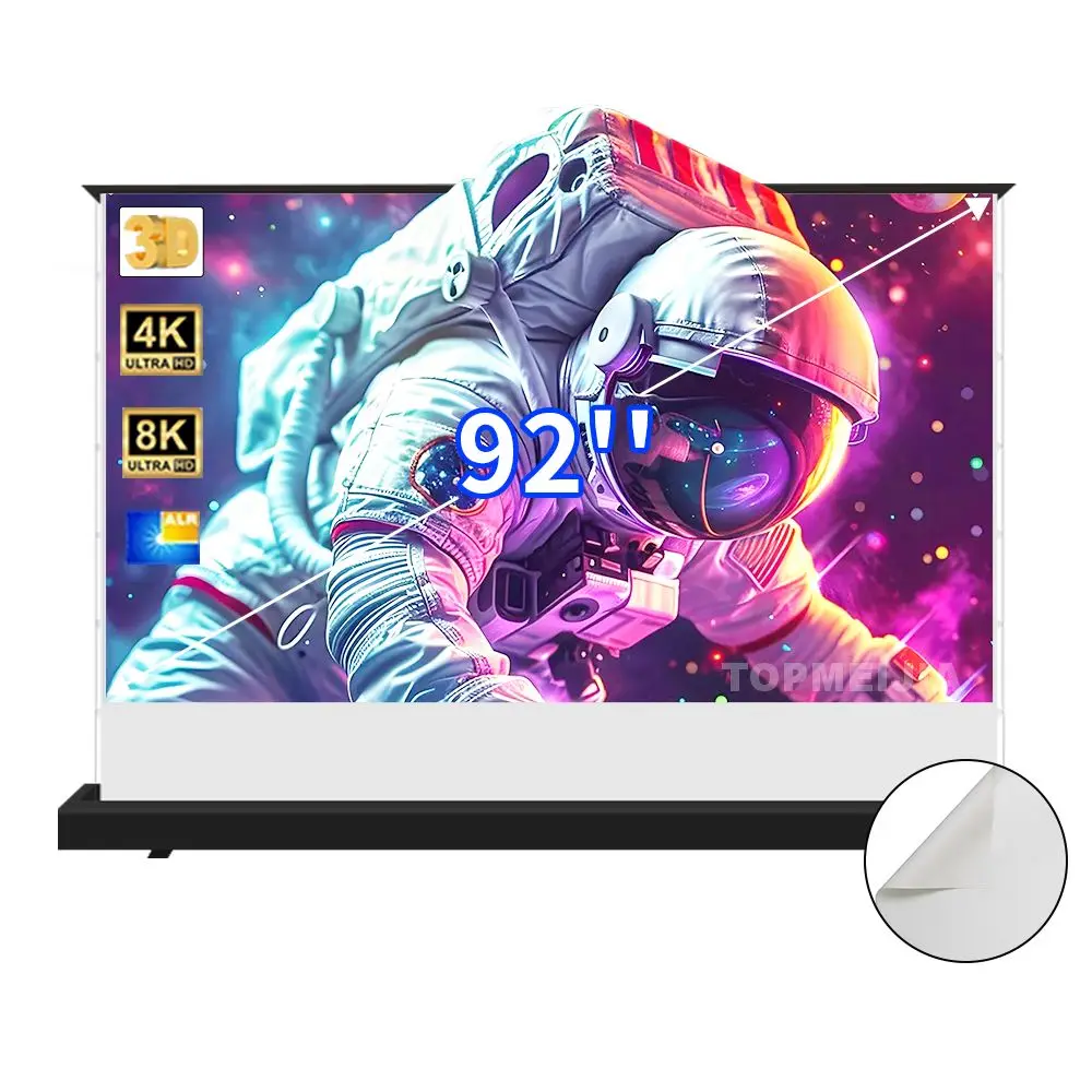 

92 Inch 16:9 Motorized Floor Rising Projector Screen Removable For Normal Throw Projectors PVC Electric Projector Screen