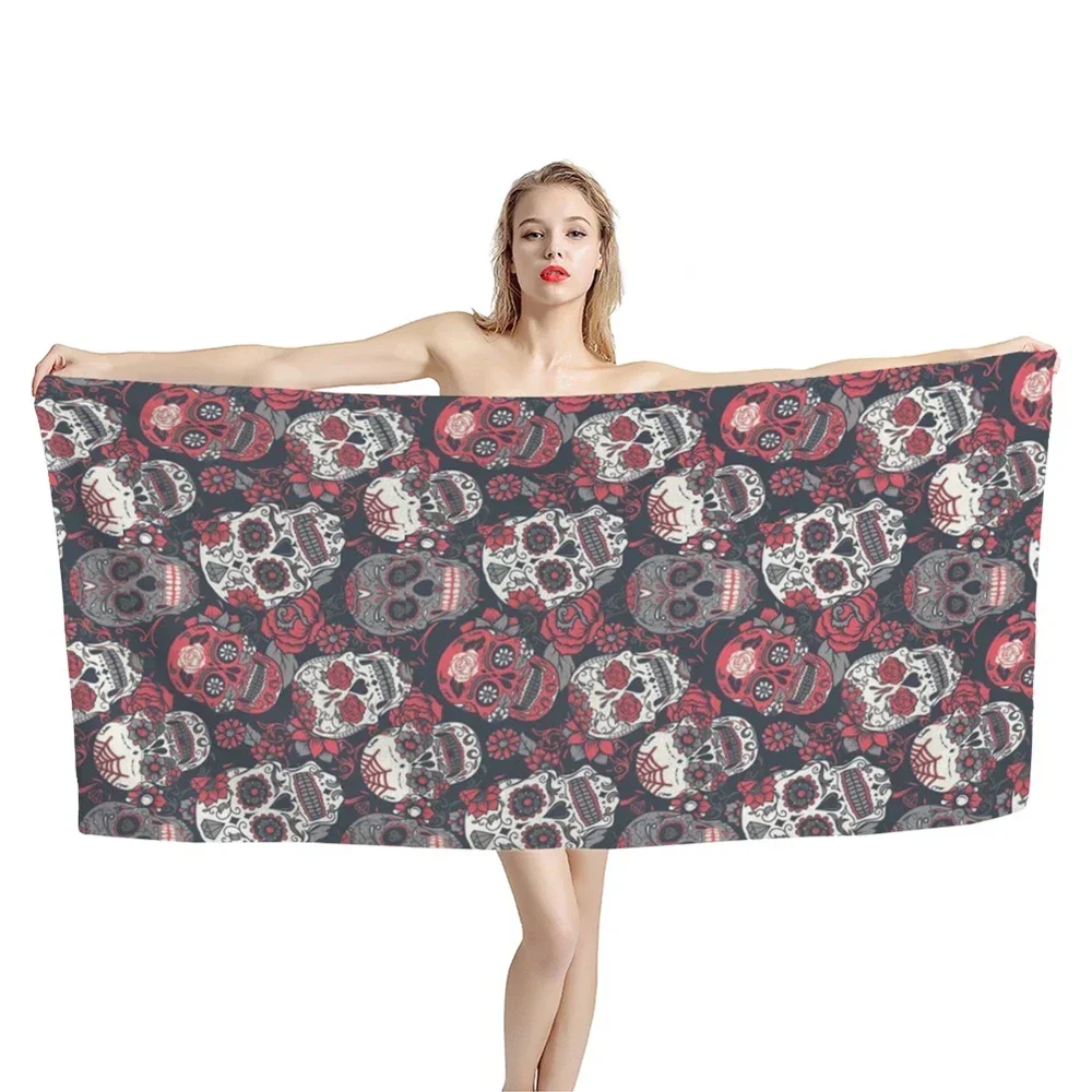 Sugar Skull Microfiber Quick Dry Beach Towel Pattern 3D Print Oversized Beach Blanket Sand Free Surf Towel Lightweight Women Men - view 2