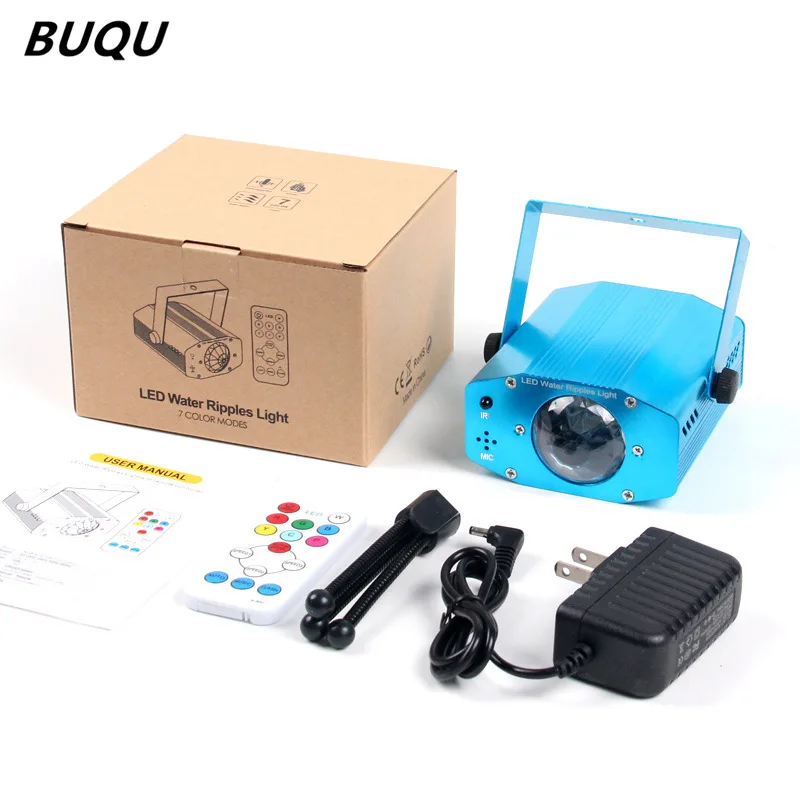 BUQU-Lámpara LED de 7 colores con Control remoto, lámpara de llama oceánica, ondulación de agua, proyector de escenario, barra láser, DJ