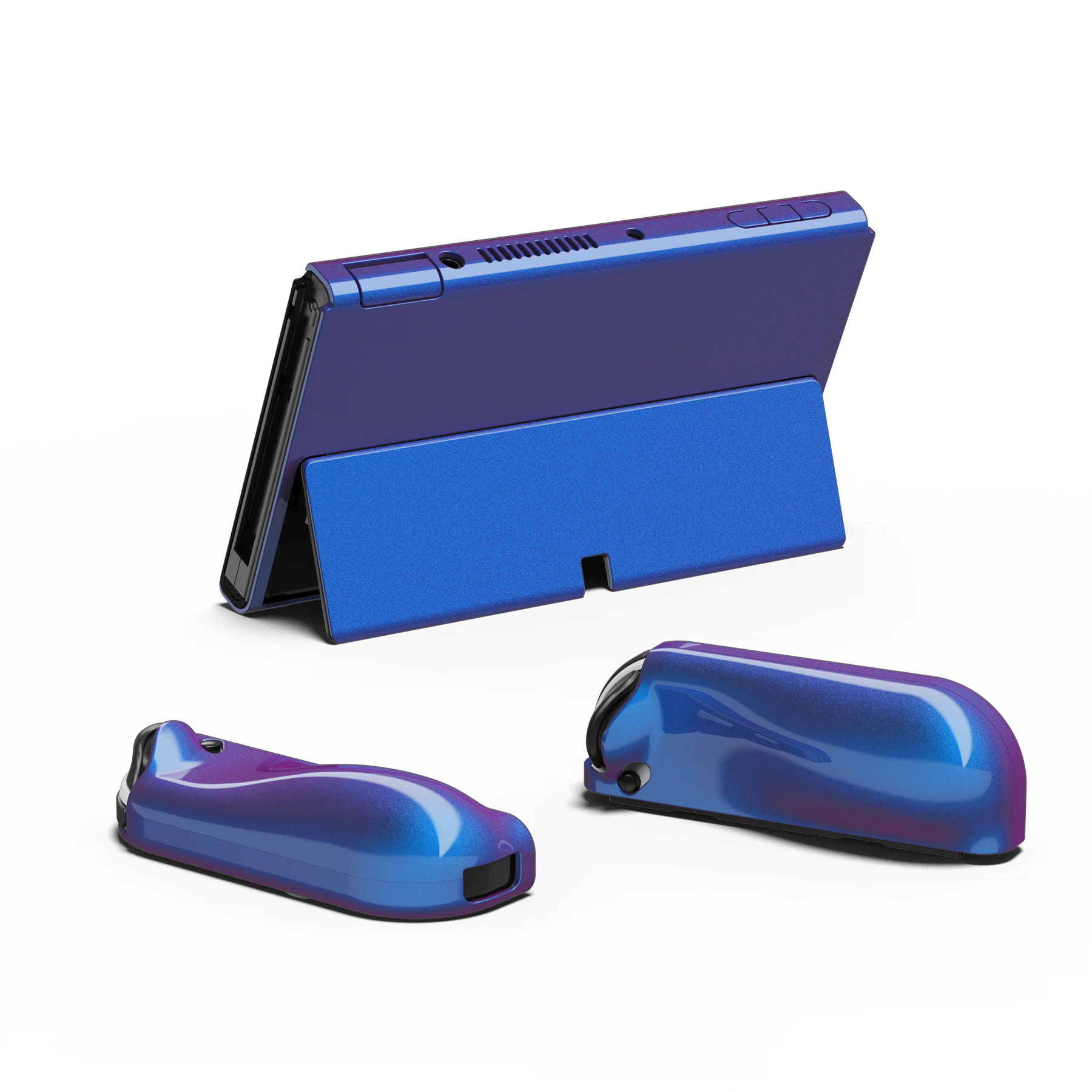 PlayVital AlterGrips funda protectora delgada, carcasa dura ergonómica para Nintendo Switch OLED con agarre para el pulgar, tapa de botón, serie brillante