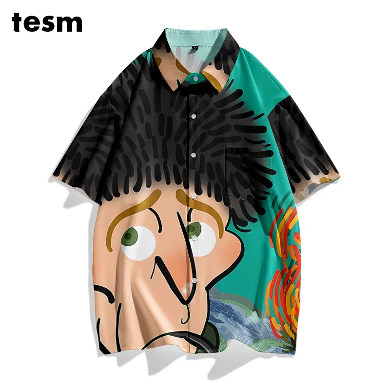 

TESM Summer Couple Matching Hawaiian Shirts - Unisex Loose Short-Sleeve Breathable Sun-Protective Men Women Vacation Beach Tops