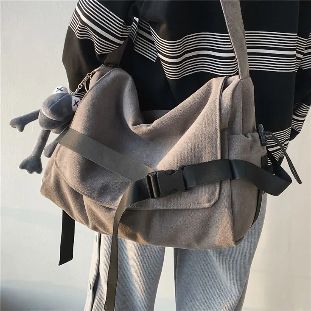 Large Capacity Nylon Crossbody Bag Casual Black Brown Nylon Canvas Canvas Backpack Messenger Bags Man Women