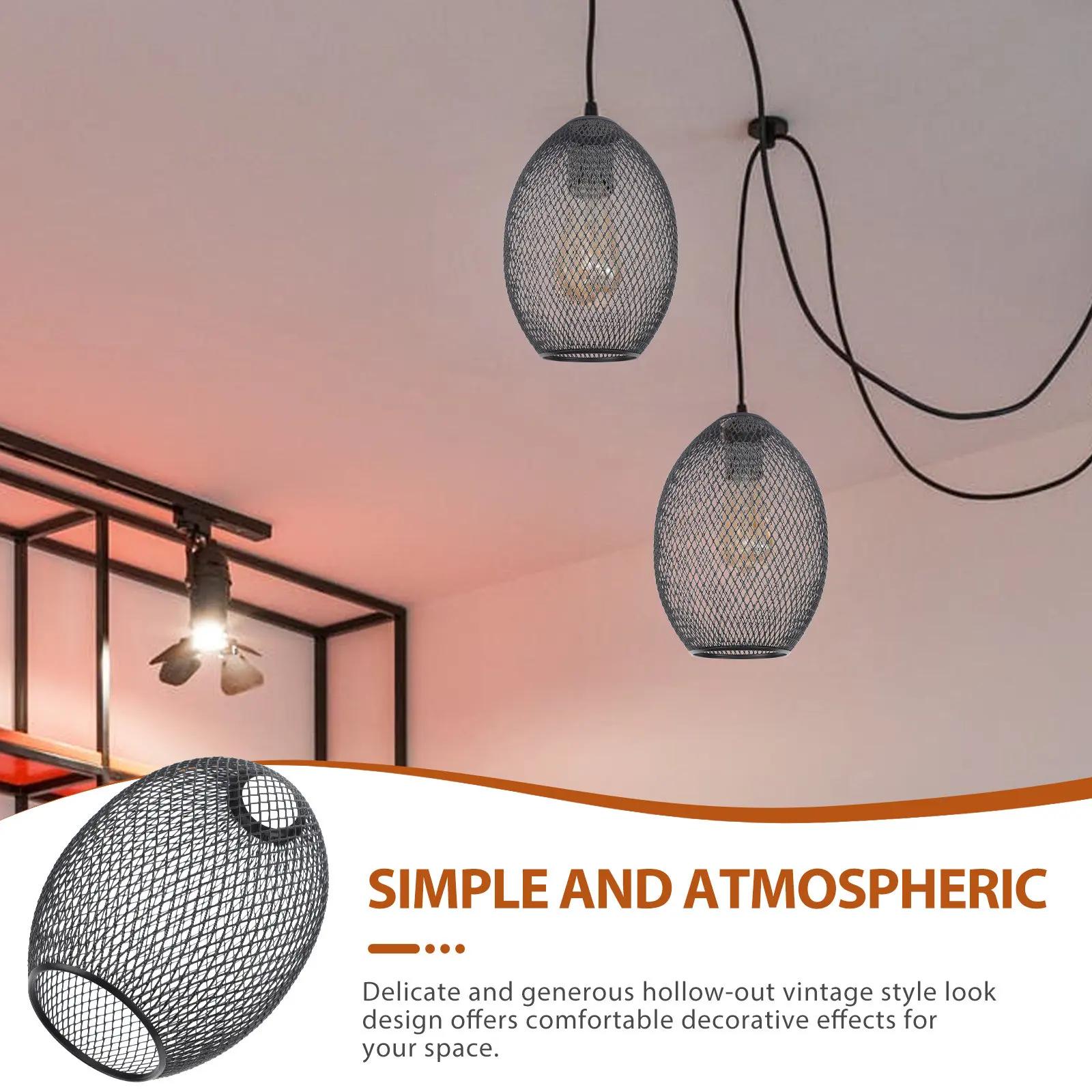 

Vintage Metal Lampshade Iron Hanging Light Cover with Retro Hollow-Out Design for Study Library Bar Ceiling Decoration