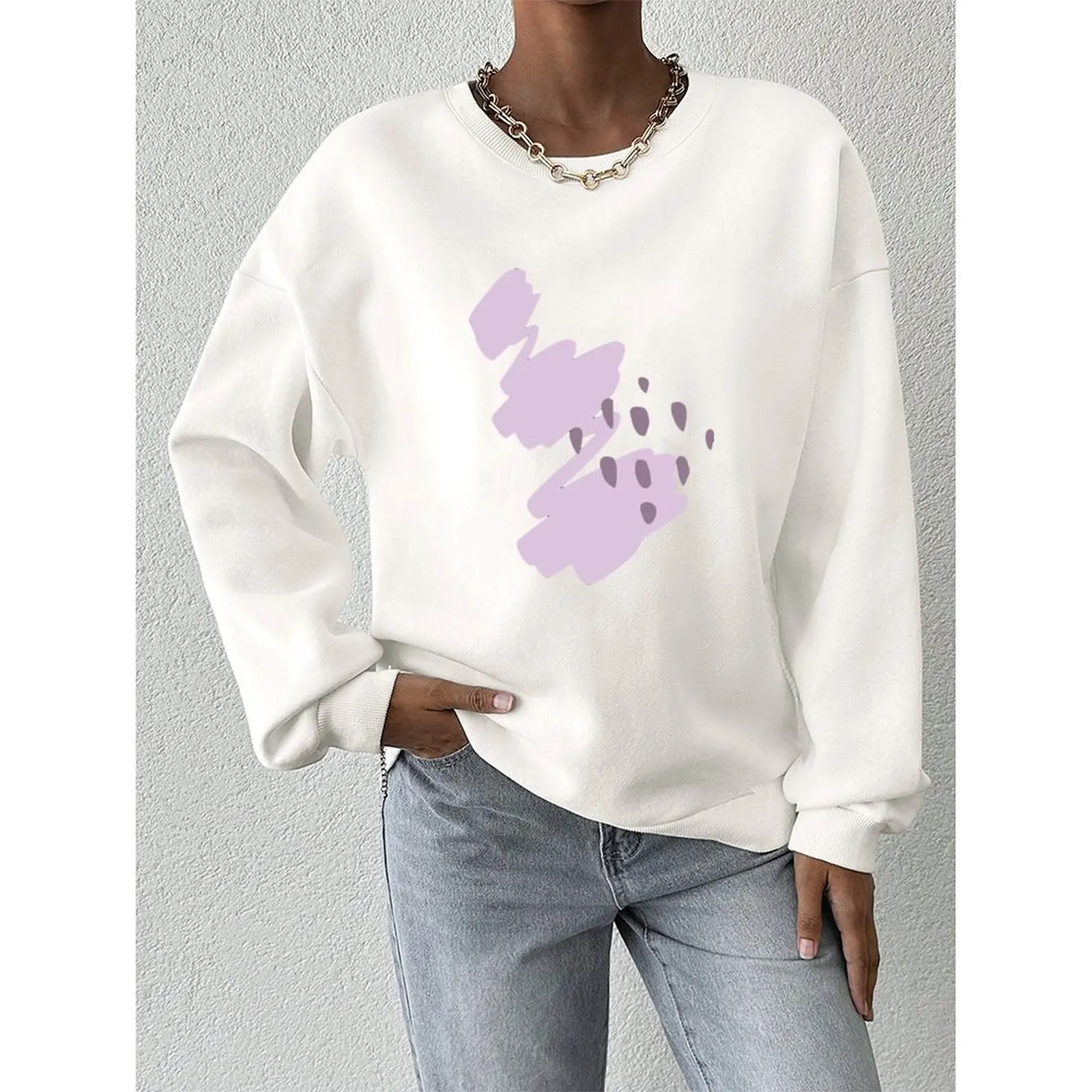 Frauen Sweatshirts Oansatz Lose Beiläufige Sport Pullover Komfortable Samt Langarm Pullover Winter Frau Kleidung 2025