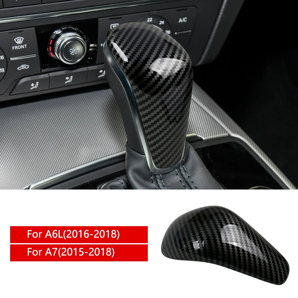 

1 piece Gear Shift Knob Cover BLACK Carbon Fiber Sticker for Audi A6L 2016-2018 A7 2015-2018