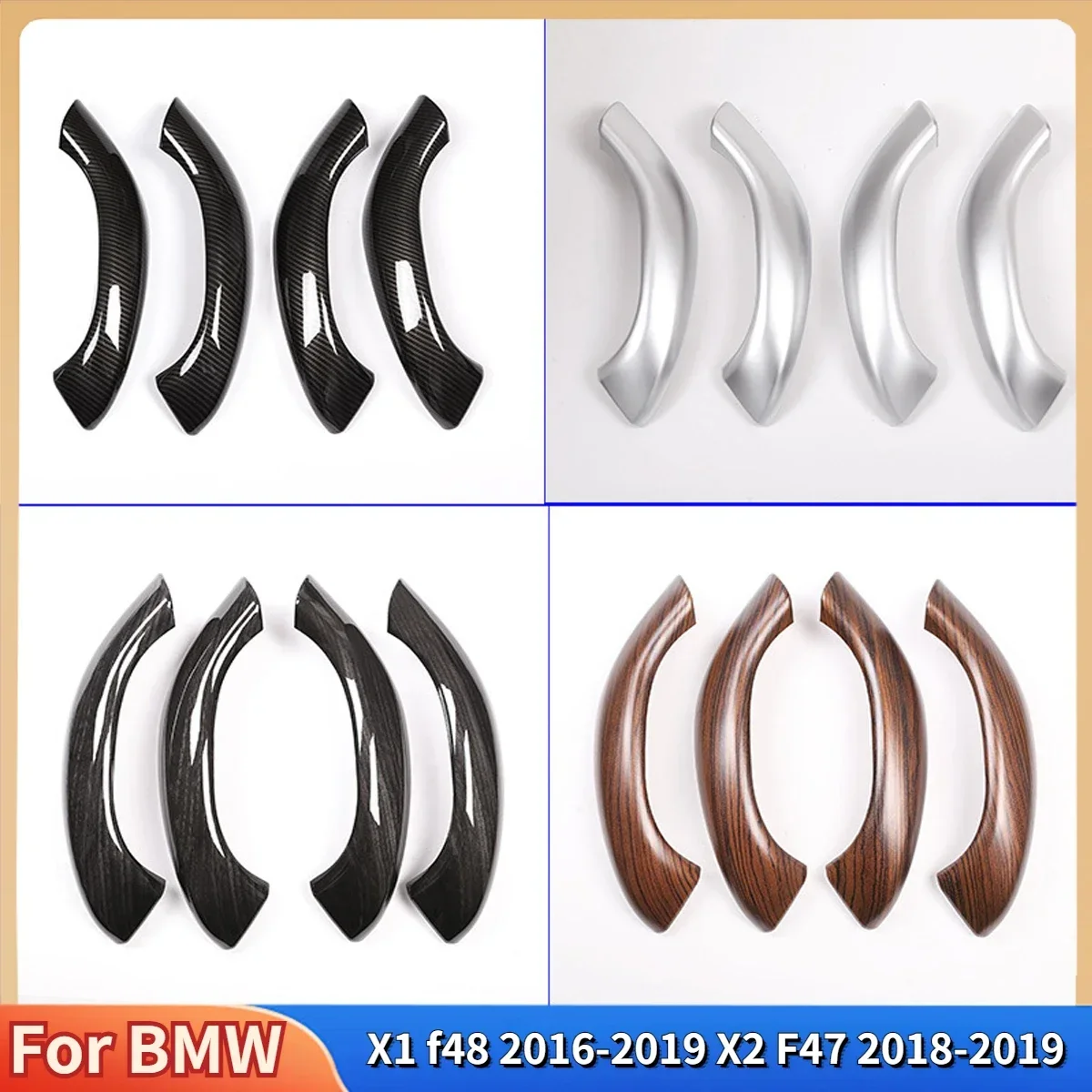 

4pcs ABS For BMW X1 F48 2016-2019 X2 F47 2018-2019 Car Interior Door Handle Trim Cover Body Kits Tuning Accessories Auto Parts