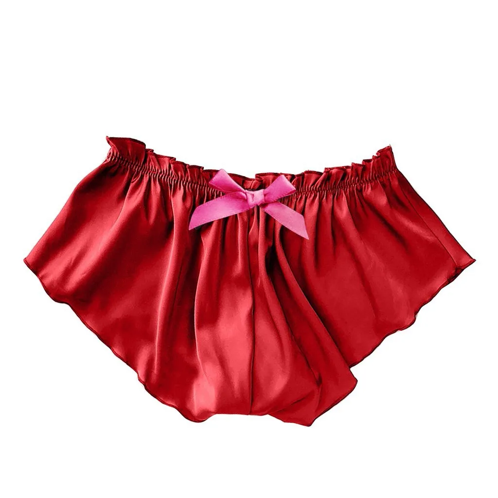 Sexy Silk Satin Lingerie for Women Japanese Style Bow Female Underwear Low-waist Panties Sweet Lovely Panties For Ladies