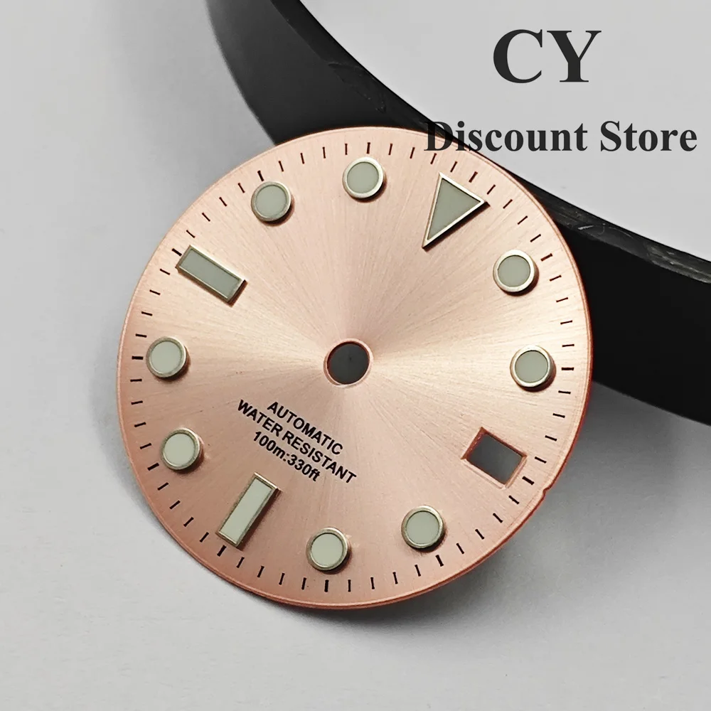 RICHUS 28.5mm Sterile Sunray Watch Dial Luminous Markers Date Window Fit NH35 NH36 Automatic Movement Watch Replacement Part