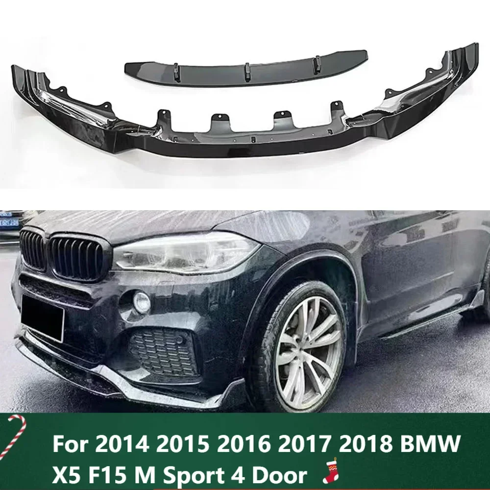 

New！Front Bumper Spoiler Lip Gloss Black Car Lower Splitter Protector Blade For 2014 2015 2016 2017 2018 BMW X5 F15 M Sport 4 Do