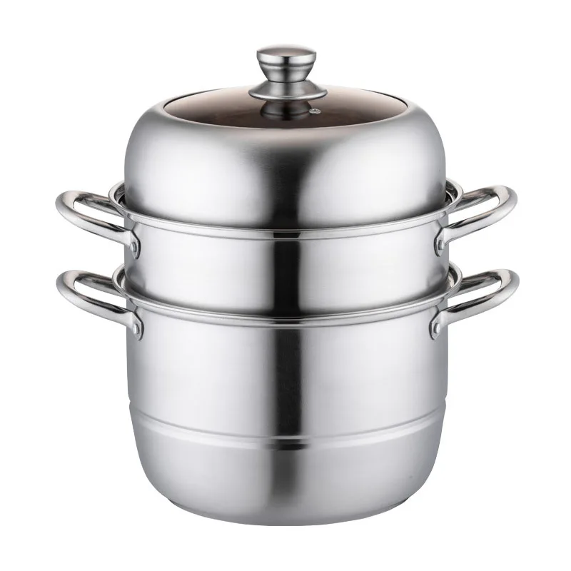 304Stainless Steel Thickened two layer Steamer pot Soup Steamer Steamed Buns Household Cage Induction Cooker Gas Stove steam pot