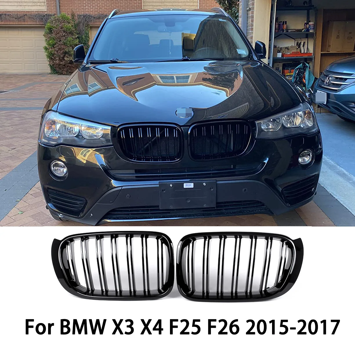 

For BMW F25 F26 2015 2016 2017 Year Car Front Bumper Kidney Grille Dual Slats Grill