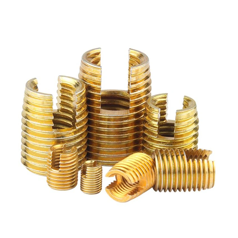 100pcs M4 Self Tapping Thread Inserts 302 Slotted Type Screw Bushing M4*0.7*8 (L) Steel Zinc Plated