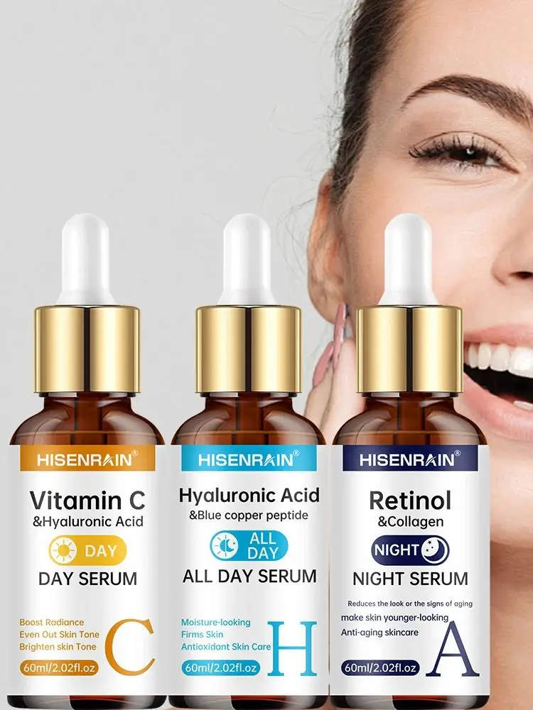 HISENRAIN Vitamin C + Retinol + Hyaluronsäure Serum Duo |   Anti-Aging-Aufhellungs- und Feuchtigkeits-Kombination |   Für alle Hauttypen.