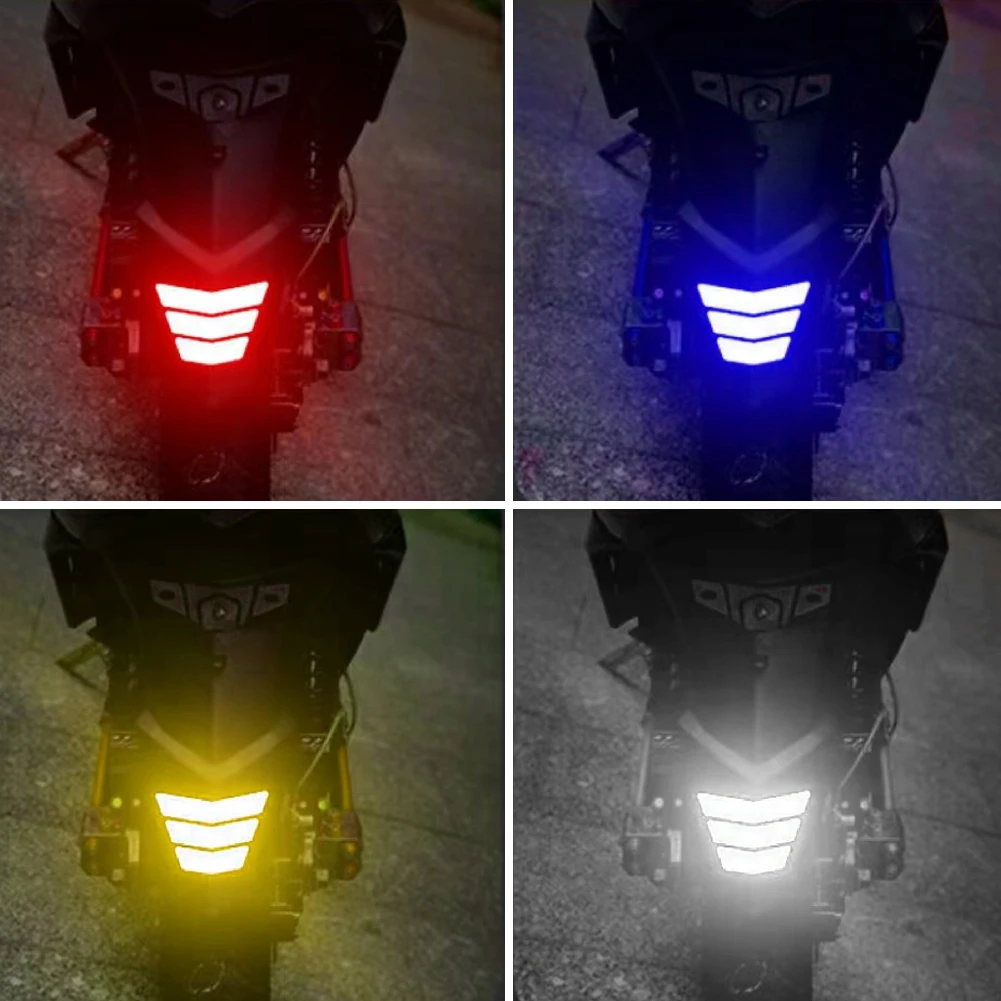 3Pcs Motorcycle Stickers Reflective Warning Trapezoidal Arrow Tail Fender Racing Bumper Decal Adhesive Tape for Car Truck Bike