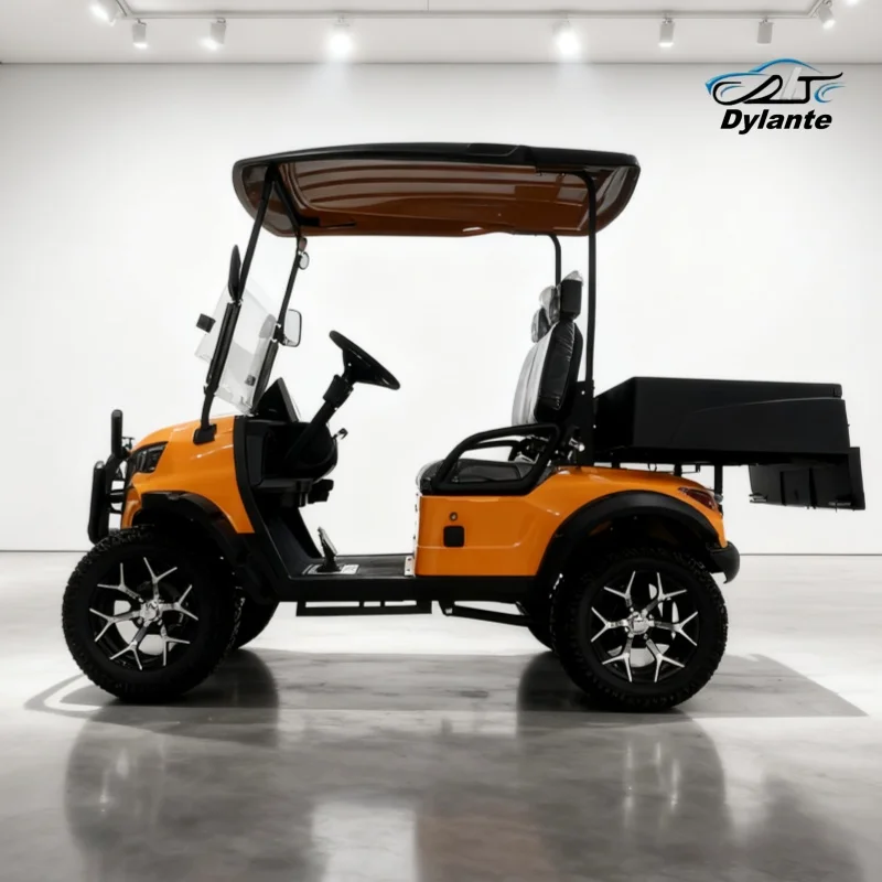 72 فولت ليثيوم شارع القانوني الصيد عربات التي تجرها الدواب 2 مقاعد طويلة التحمل عربة جولف كهربائية لملعب الغولف مع صندوق البضائع الخلفي للبيع #5