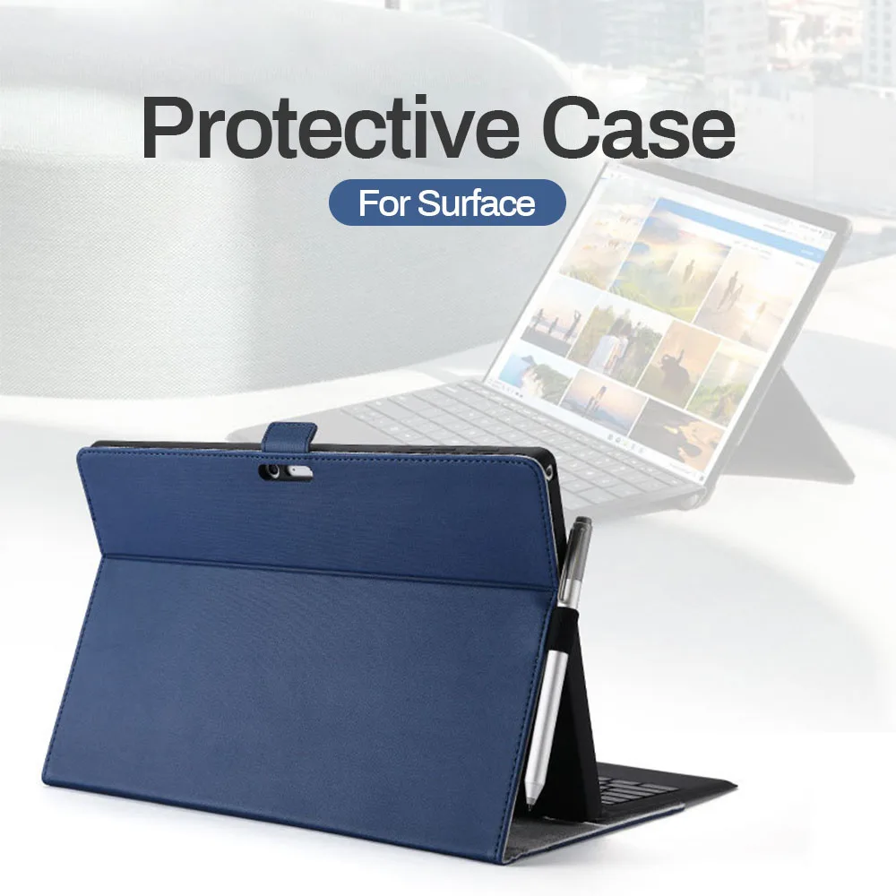 Leather Tablet Case For Microsoft Surface Pro X 7 6 5 4 13 13.3 Inch Twill Flip Cover Notebooks Sleeve For Surface Go2 Go Pouch