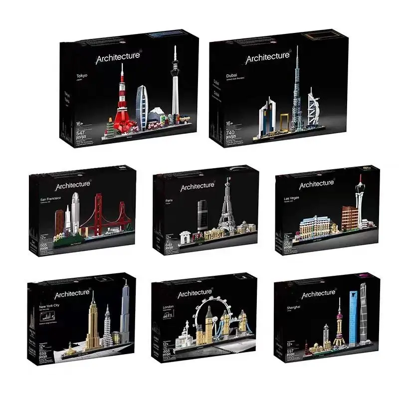 21032 Architecture Paris Dubai London Sydney Chicago Shanghai Block Set Brick Classic City Model Children\'s Toy Gift