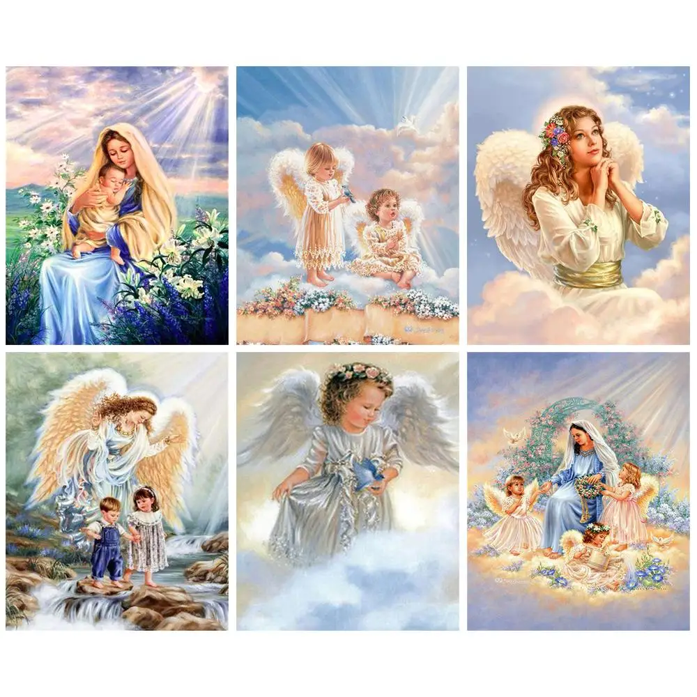 

CHENISTORY 5D Full Round Diamond Angel Picture Diamond Embroidery Mosaic Portrait Creative Hobbies Handicraft Home Decor