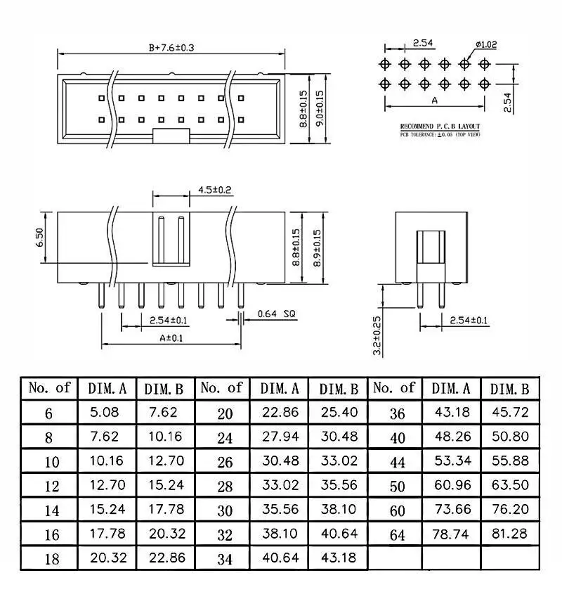 10 Stück einfache 2,54-mm-Geradstiftleisten JTAG-Sockel IDC 3-6P 8P 10P 12P 20P 40P 50P – Detail 1