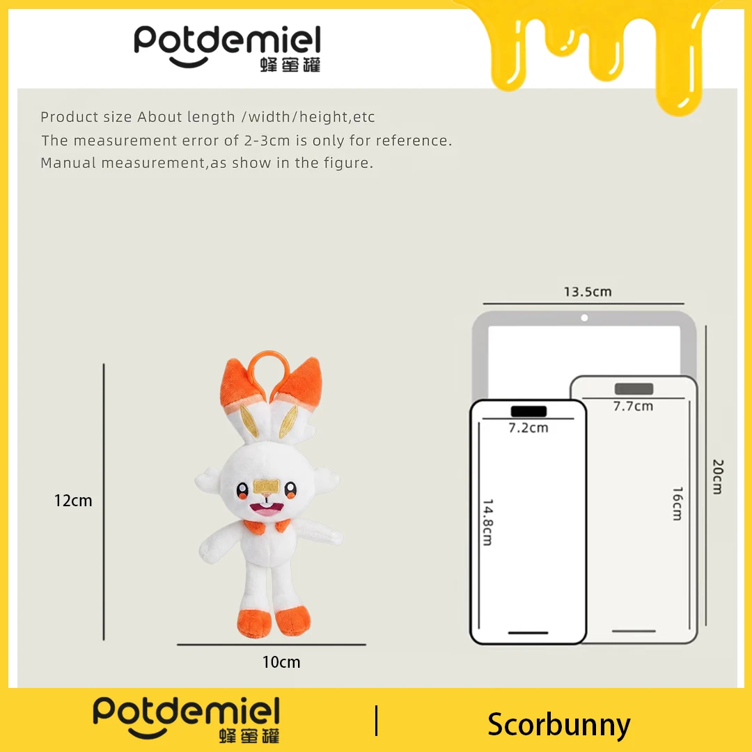 Potdemiel Pokemon Scorbunny Plush Key Chain Clip Handbag Charm Key Chain Bag Charm Holiday Kids Souvenir Gift Collectible Figure view 5