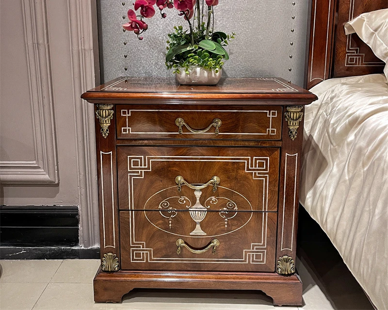 European mahogany bedside table New Chinese classical British solid wood designer high sense