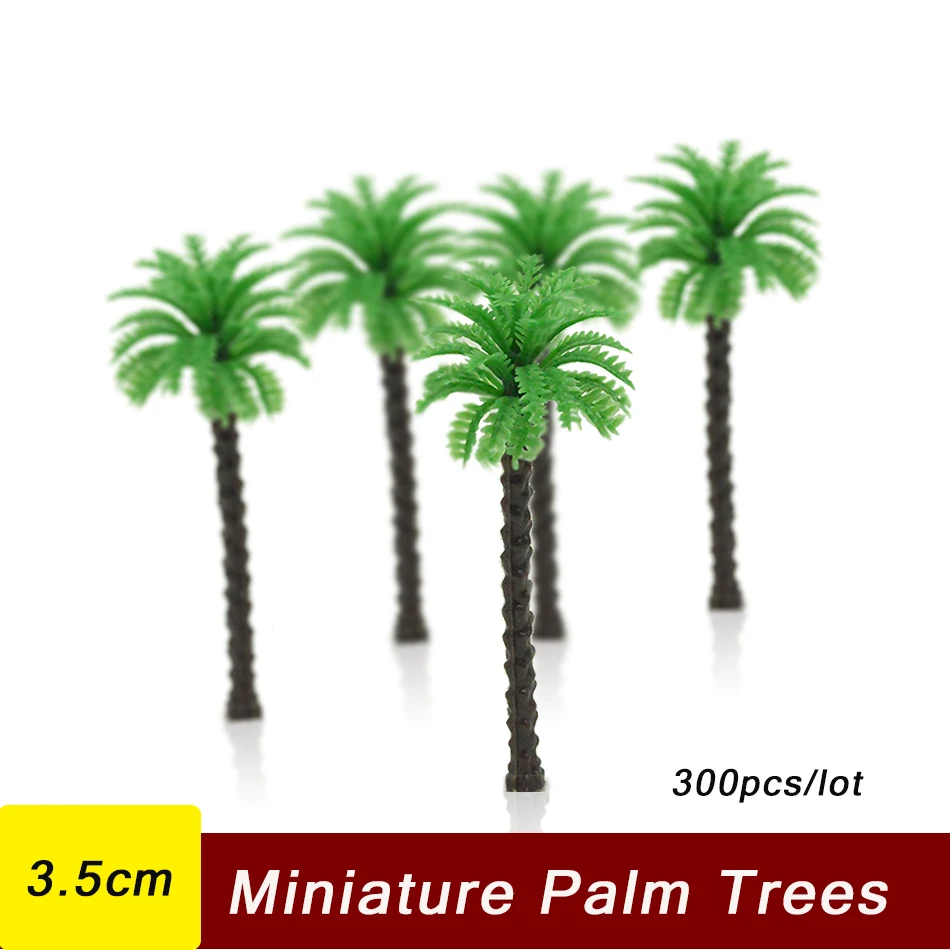 

300pcs 3.5cm Miniature Palm Trees Model Plastic Diorama Toys Railway Train Layout Architecture Building Materials for Scenery