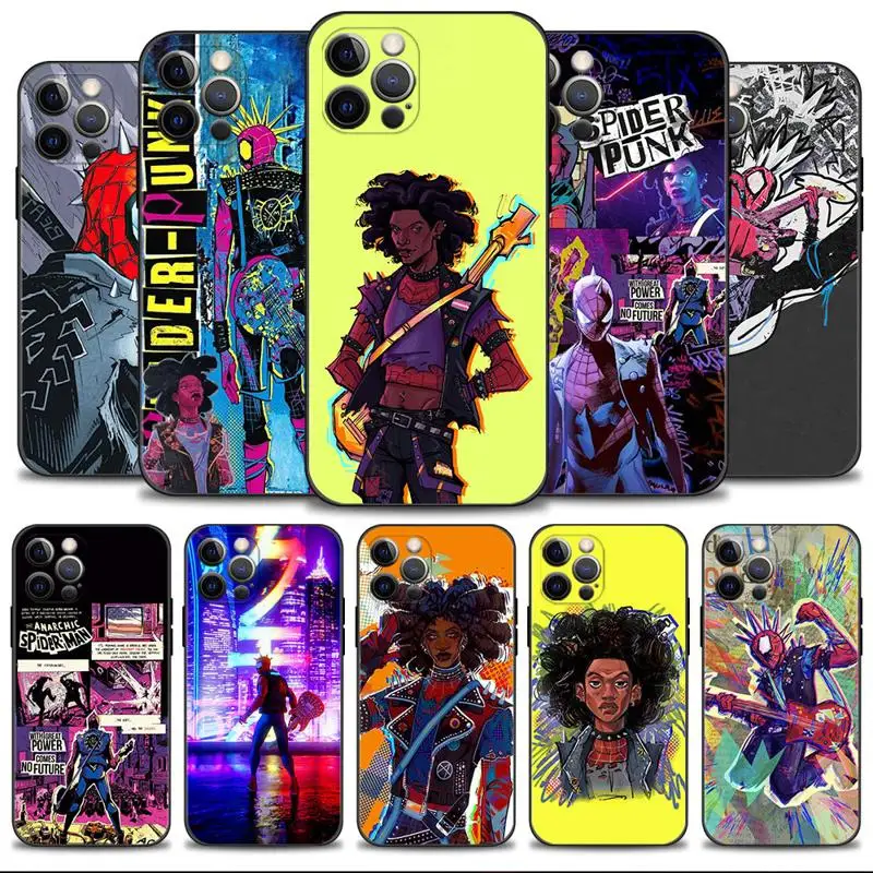 Marvel Spider Punk Hobie Brown Phone Case For Apple iPhone 15 11 14 13 12 Pro Max 13 12 Mini XS Max XR X 7 8 Plus Silicone Shell