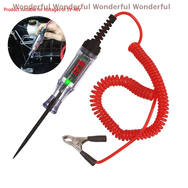 

Heavy-duty Digital LED Circuit Tester 5-48V, Automotive Test Light with Backlit Display