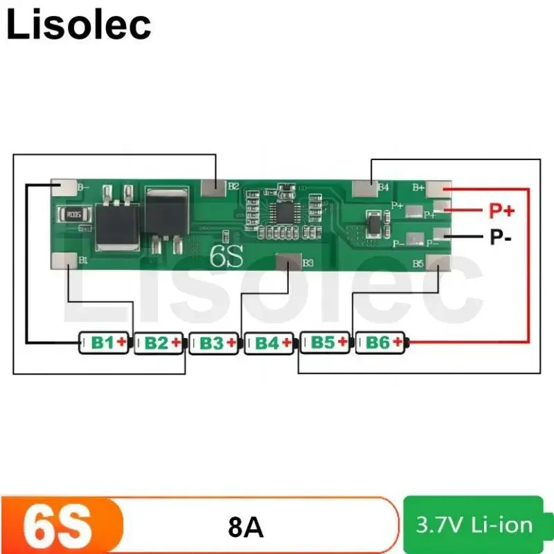 Placa de circuito de protección BMS 6S 24V 8A, placa de carga protectora, módulo de carga PCB para batería de litio 25,2 V 18650, Banco de energía