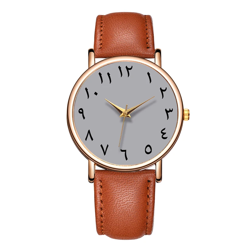 Fashion Women\'s Quartz Watch Number Brief  Appearance Comfortable Band Wristwatch Leather Waterproof Watch